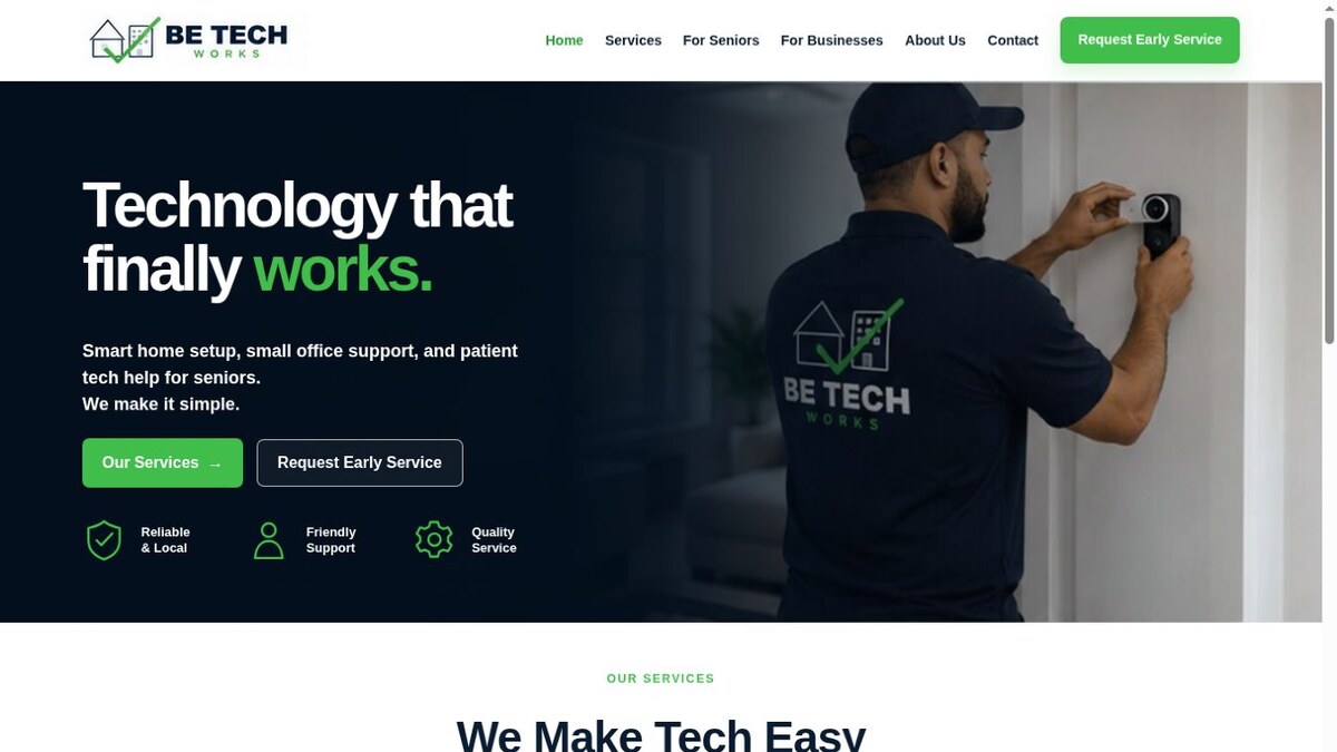 Be Tech Works website concept