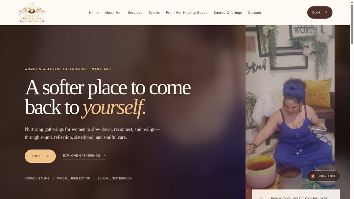 A Space for Her Healing website preview