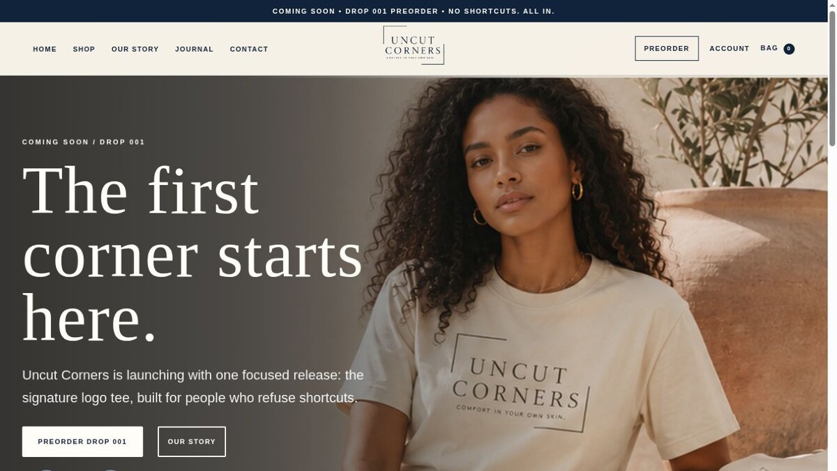 Uncut Corners website concept