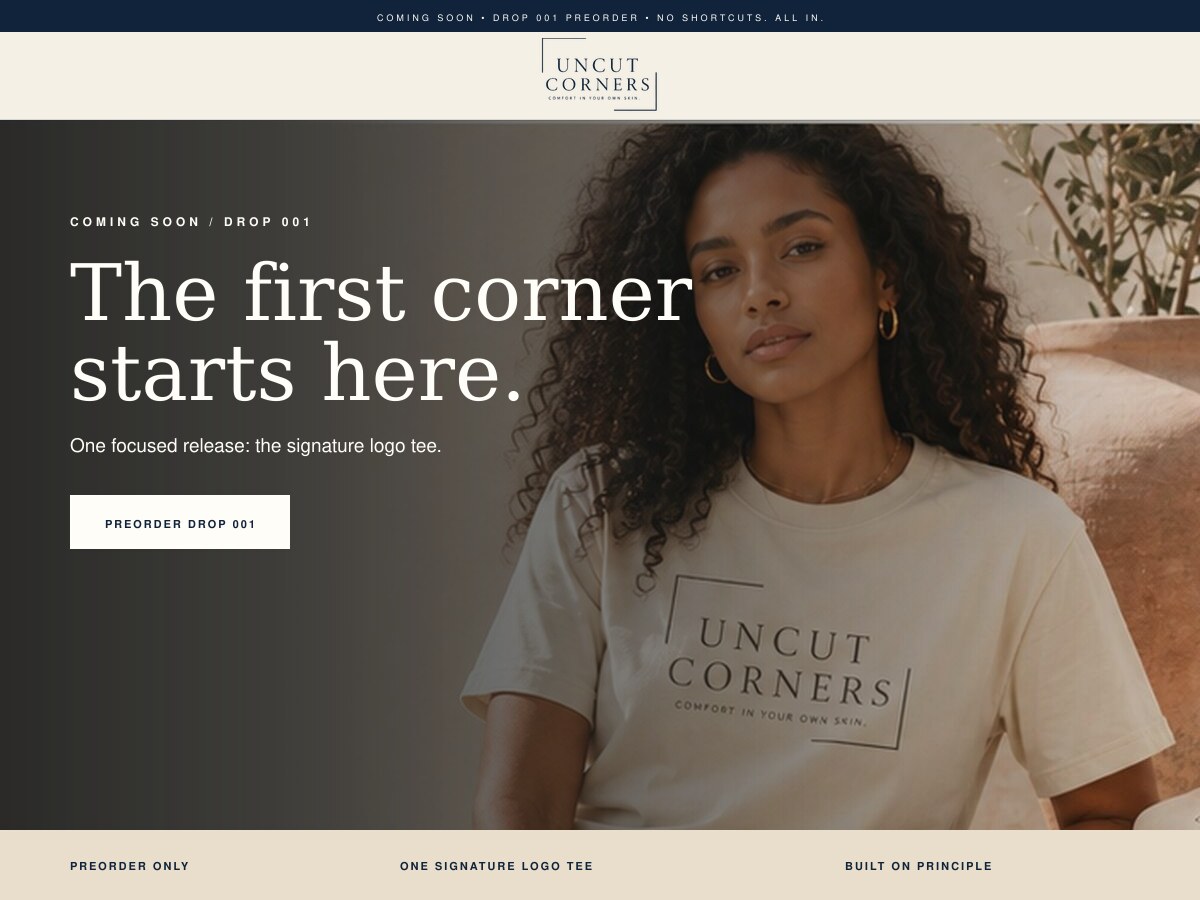 Uncut Corners Clothing website concept